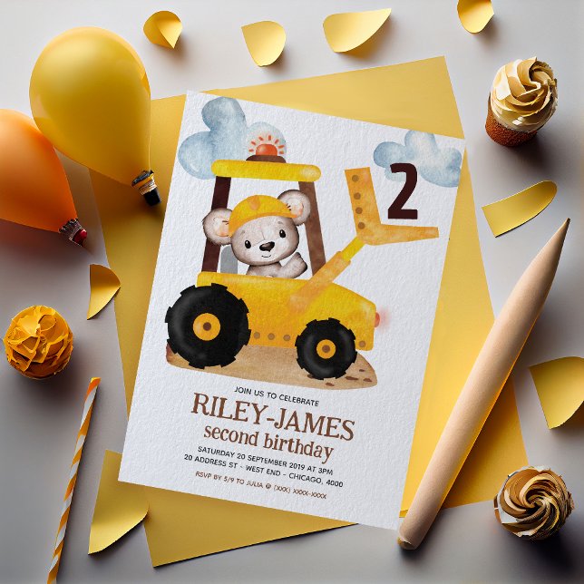 Construction Birthday Party Invitation (Get ready to dig in and celebrate with our 'Under Construction' Birthday Invitation!)