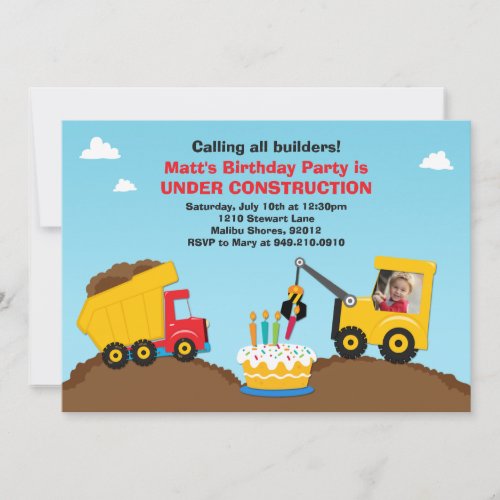 Construction Birthday Party Invitation