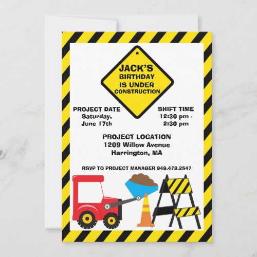 Construction Birthday Party Invitation