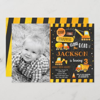 Construction Birthday Party Invitation by SugarPlumPaperie at Zazzle