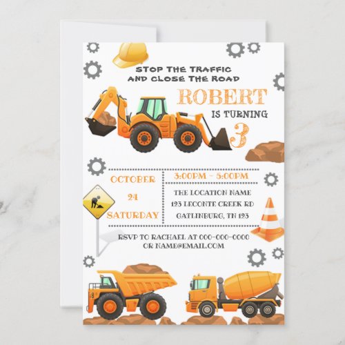 Construction Birthday Party Invitation Template