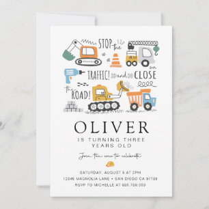 Construction Birthday Party Invite • Dump Truck