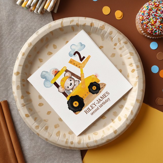 Construction Birthday Party Napkins (Get ready to dig in and celebrate with our 'Under Construction' Birthday party napkins.)