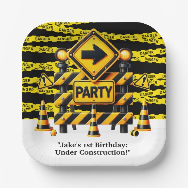 Construction Birthday Party  Paper Plates (Front)