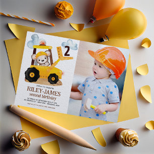 Construction Birthday Party Photo Invitation