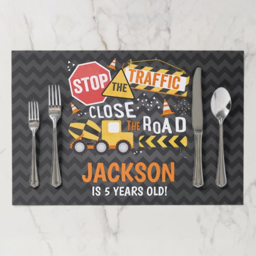 Construction Birthday Party Placemat Dump Truck