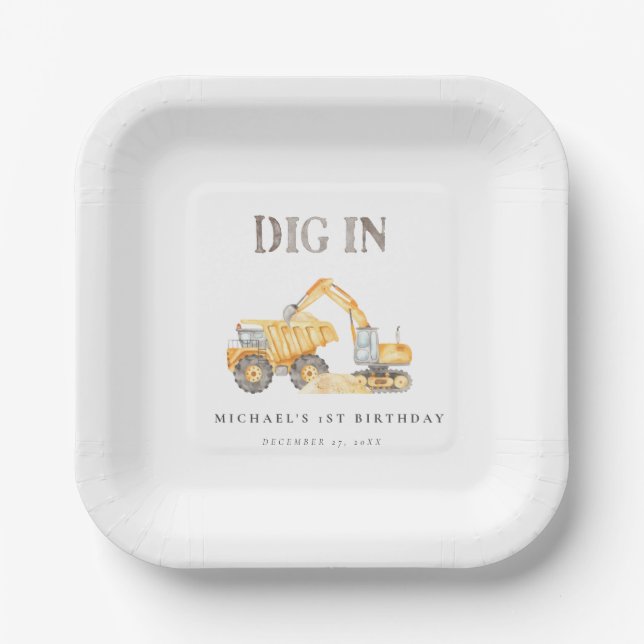 Construction Birthday Party Plates (Front)
