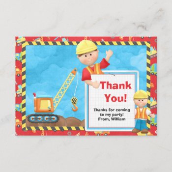Construction Birthday Party Thank You by eventfulcards at Zazzle