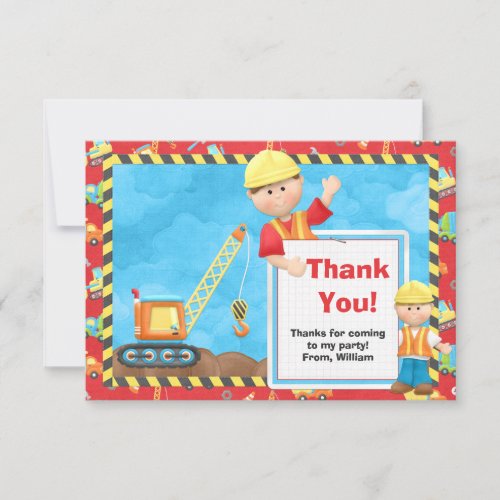 Construction Birthday Party Thank You