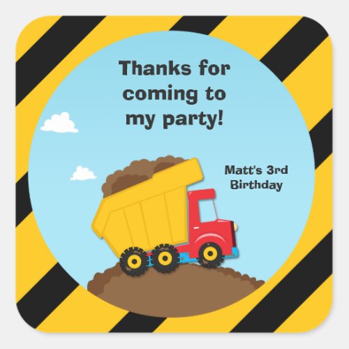 Construction Birthday Party Thank You Stickers