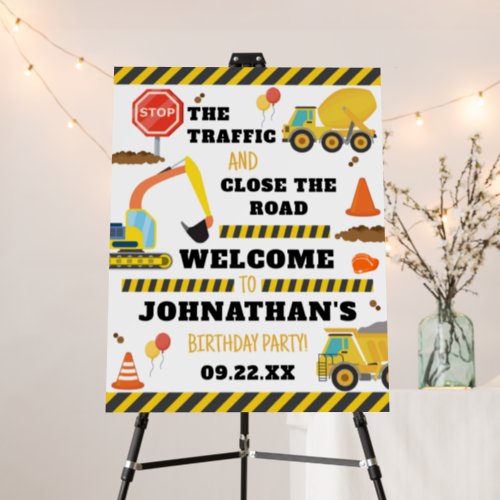 Construction Birthday Party Welcome Foam Board