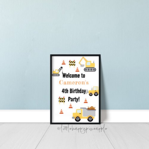 Construction Birthday Party Welcome Sign