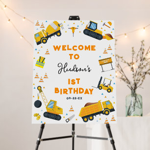 Construction Birthday Party Welcome Sign – Yellow