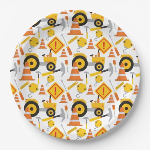 Construction Birthday Party White Paper Plate