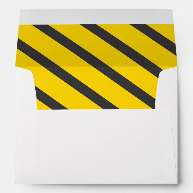 Construction birthday party yellow gray stripes envelope (Back (Bottom))