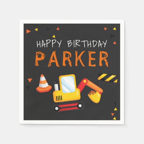 Construction Birthday Personalized Chalkboard Napkins