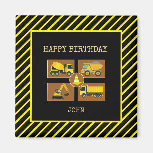 Construction Birthday Personalized Name Boy Truck  Magnet