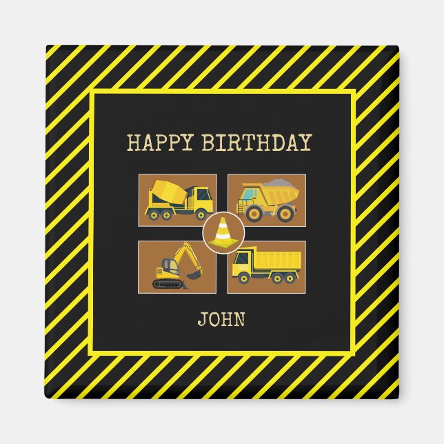 Construction Birthday Personalized Name Boy Truck  Magnet (Front)