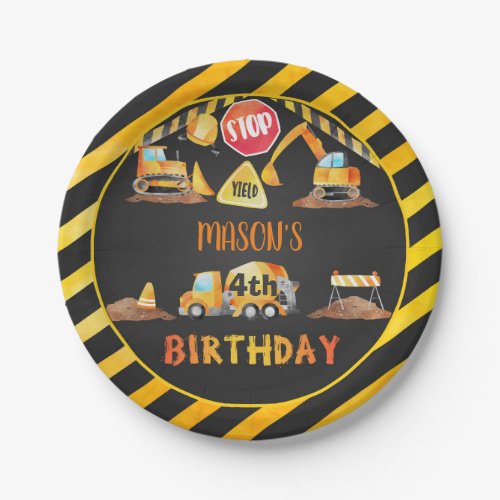 Construction Birthday Plate _ Blk