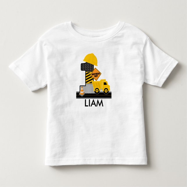 Construction Birthday Shirt, Dump Truck Age 1 Toddler T-shirt (Front)