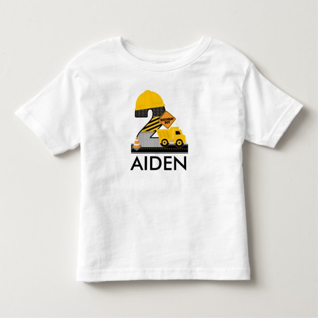 Construction Birthday Shirt, Dump Truck Age 2 Toddler T-shirt (Front)