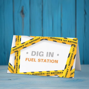 Construction Birthday Table Runner – Yellow Dump Place Card