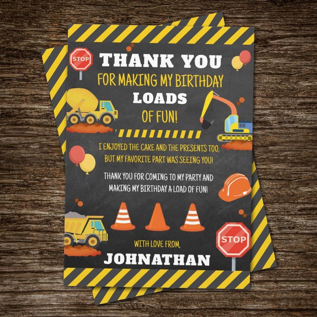 Construction Birthday Thank You Card (Creator Uploaded)