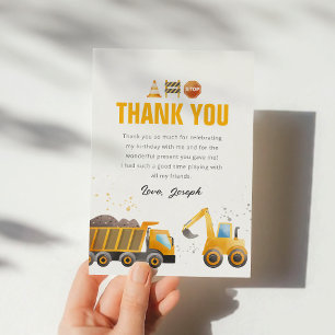 Construction Birthday Thank You Card
