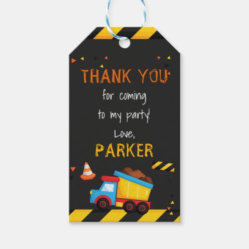 Construction Birthday Thank You Chalkboard Gift Tags