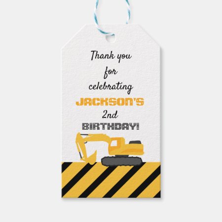 Construction Birthday Thank You  Gift Tags