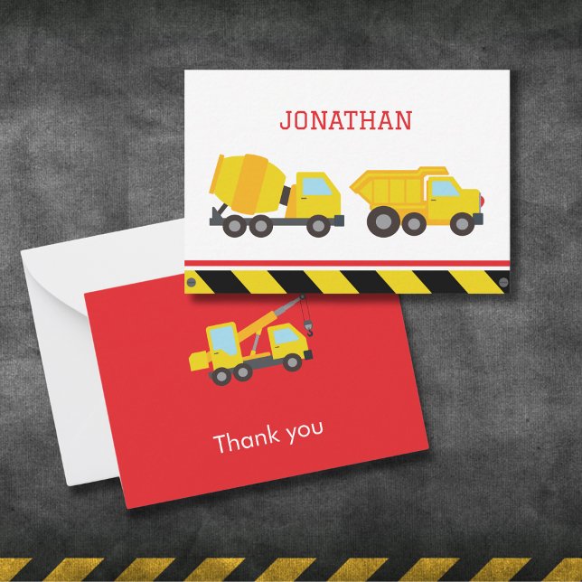 Construction birthday thank you note card (Creator Uploaded)