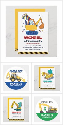 Construction Birthday Theme - Excavator Bulldozer 