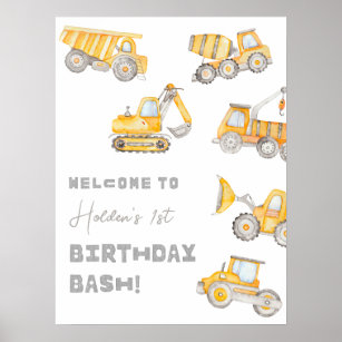 Construction Birthday Welcome Poster