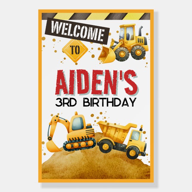 Construction Birthday Welcome Sign 24x36 (Front)