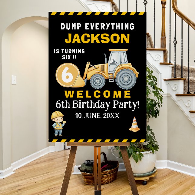 Construction Birthday Welcome Sign Turning 6 (Creator Uploaded)