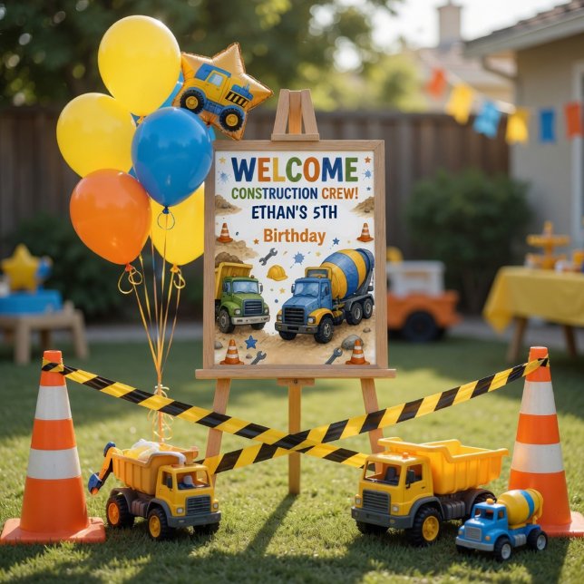 Construction Birthday Welcome Sign | Watercolor  (Creator Uploaded)