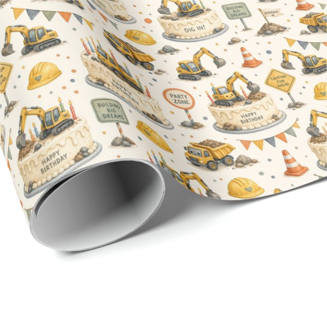 Construction Birthday Wrapping Paper (Roll Corner)