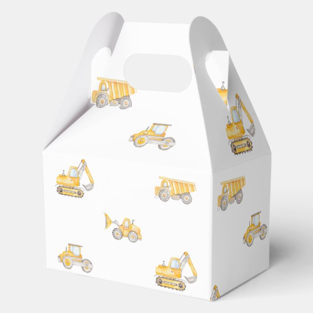 Construction Birthday Yellow Dump Trucks Birthday Favor Boxes (Back)