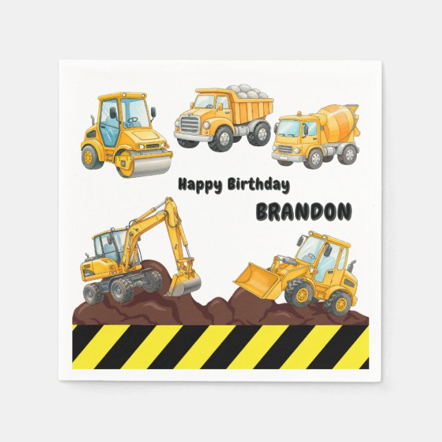 Construction Birthdayt Paper Napkins (Front)