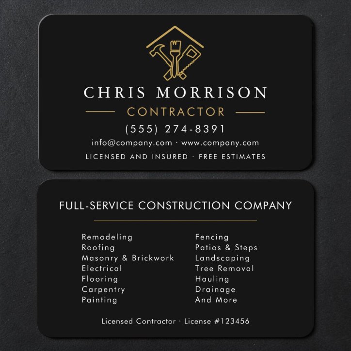 Construction Black Gold Business Card