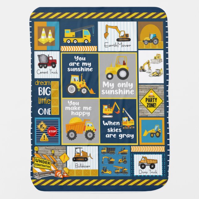 Construction Blanket, Construction Gifts Baby Blanket (Front)