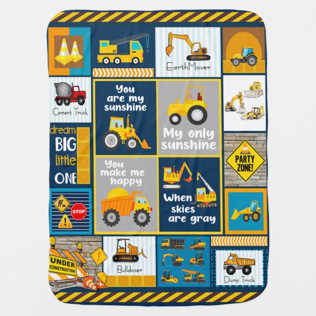 Construction Blanket, Construction Gifts Baby Blanket (Front)