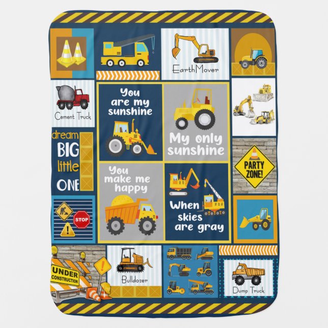 Construction Blanket, Construction Gifts Baby Blanket (Front)