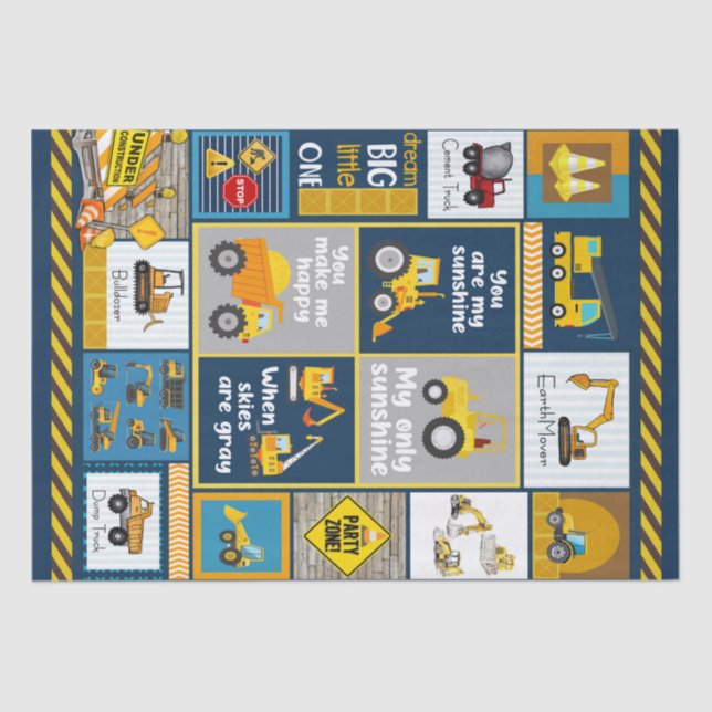 Construction Blanket, Construction Gifts Tissue Paper (Front)