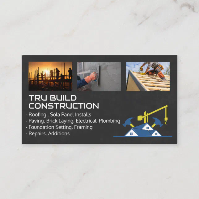 Construction Blue Collar | General Contractor Business Card | Zazzle