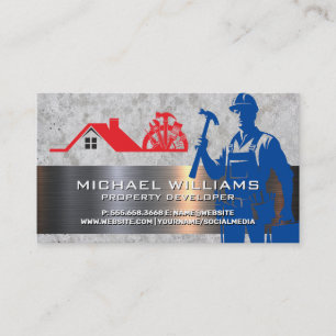 Construction Blue Collar Home Remodeling Business Card