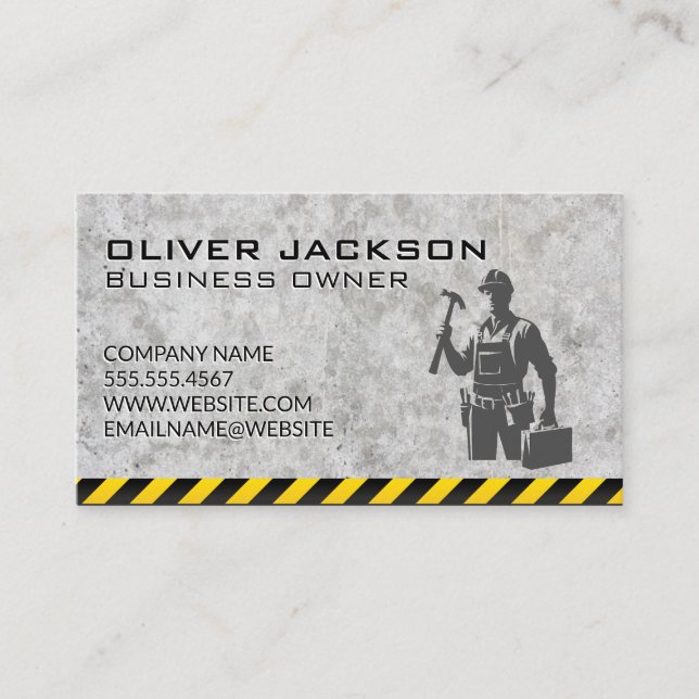 Construction Blue Collar Worker Business Card (Front)