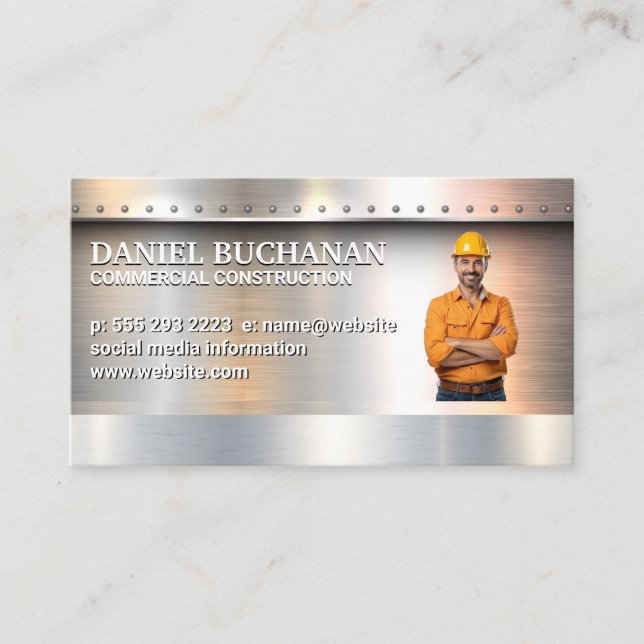 Construction Blue Collar Worker | Carpentry Business Card (Front)