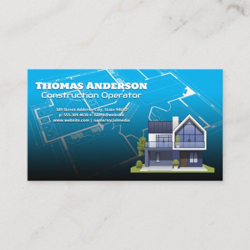 Construction Blue Prints  Real Estate Housing Business Card