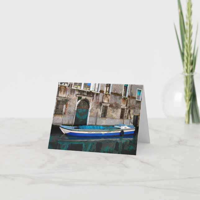 Construction boat, Venice Letterpress Thank You Card (Front)